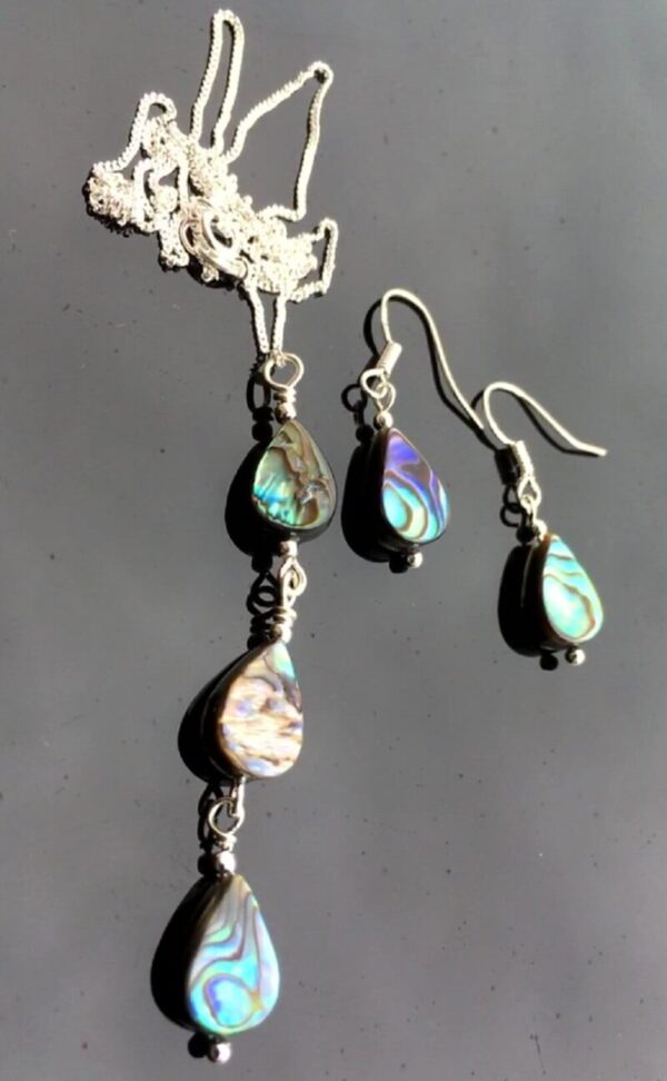 Abalone & Sterling Silver necklace and earrings.