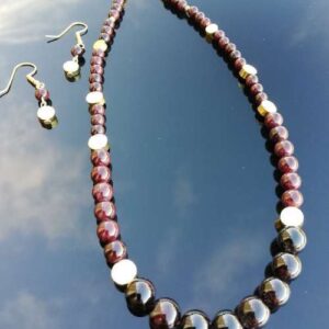 Garnet and Pyrite necklace & earring set