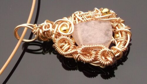 Morganite wire wrapped pendant