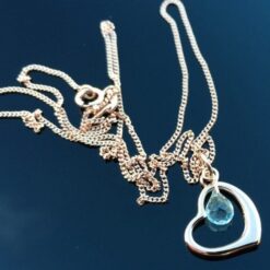 Curved heart & Aquamarine Necklace.