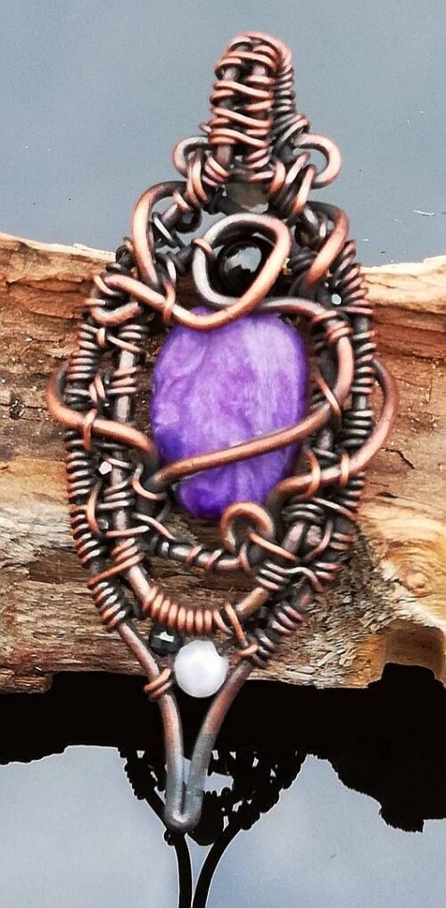 Charoite and Spinel Pendant