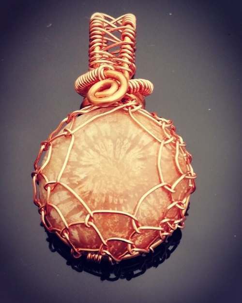 Fossil Coral wire wrapped pendant