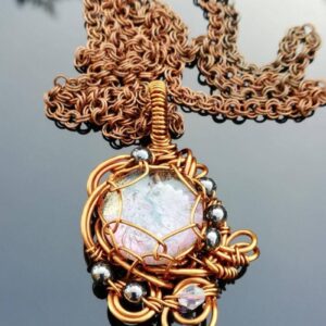Goddess pale purple wire wrap pendant