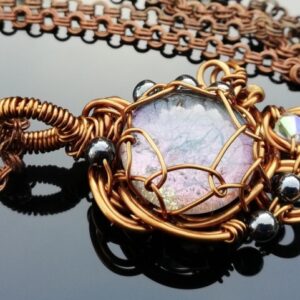 Goddess pale purple wire wrap pendant