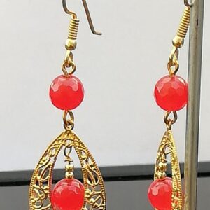 Gold Filigree and orange gemstone earrings