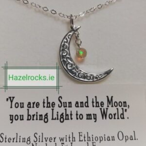 Silver Moon & Opal necklace