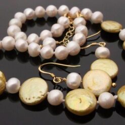 White & lemon Pearl Necklace Set.