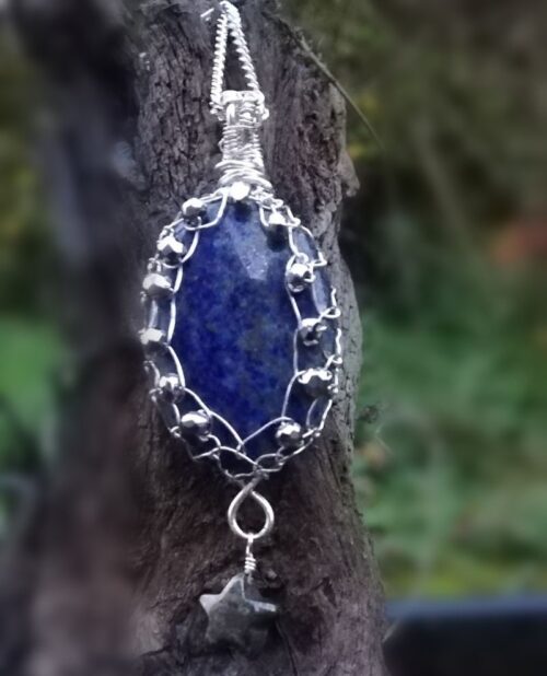 Lapis Lazuli wire wrapped pendant