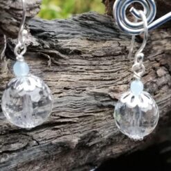clear quartz blue quartz earrings