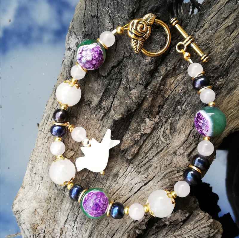 Purple Hearts Bracelet | Blue Rainy Design