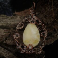 Yellow Opal wire wrapped pendant