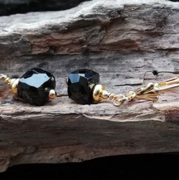 Black Spinel jewellery gold earrings