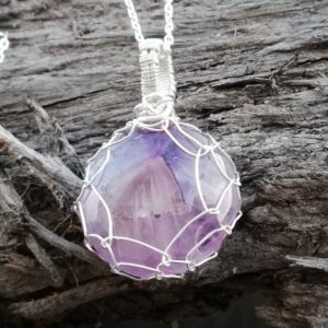 Sterling silver wire wrapped Amethyst Pendant