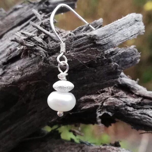 Sterling Silver white pearl earrings