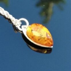 Amber pendant, sterling silver