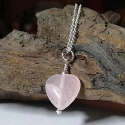 Rose Quartz heart on Sterling Silver chain