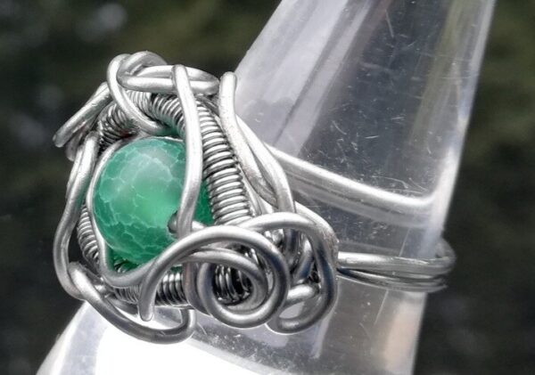 Dark green dragon eye wire ring
