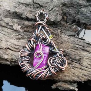 Pink Quartz wire wrapped Celtic pendant