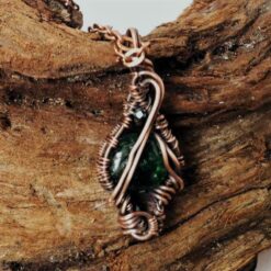 wire wrapped green quartz pendant