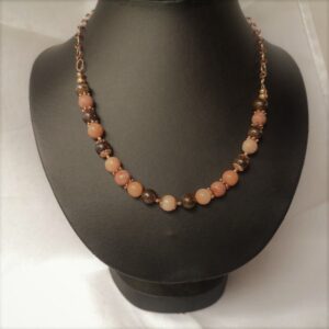 Peach Aventurine Bronzite necklace