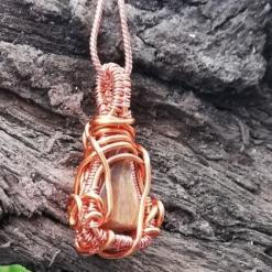 golden moonstone wire wrapped pendant handmade