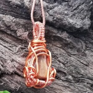 golden moonstone wire wrapped pendant handmade