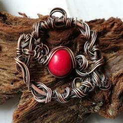 wire wrapped pendant red stone Celtic weave