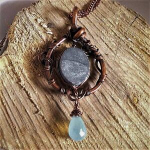 wire wrapped grey drusy pendant necklace