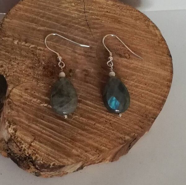 Labradorite earrings, sterling silver