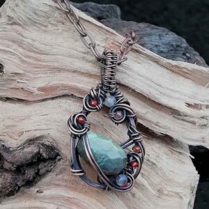 labradorite wire wrapped pendant necklace