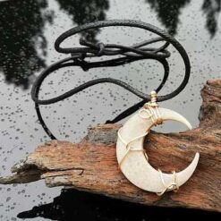 crescent moon coral pendant necklace