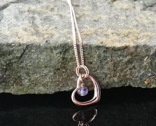Rose Gold heart with Tanzanite necklace