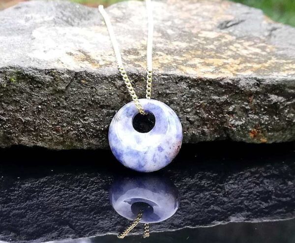 Blue Sodalite circle pendant necklace