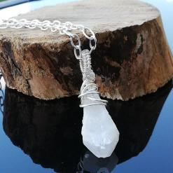 Large white quartz pendulum necklace