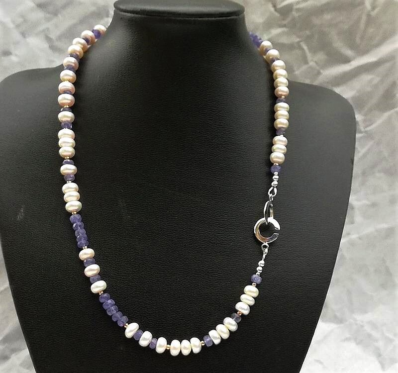 Elegant Tanzanite and Pearl Necklace - Perfect for Any Occasion