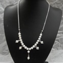 white pearl clear crystal chain necklace