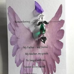card with wings on it and a glass Angel