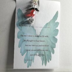 Glass Angel on Card in memory of Spouse