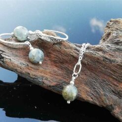 Labradorite gemstones on sterling silver, necklace and fancy earrings