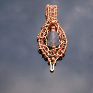 flourite gemstone in wire wrapped pendant