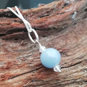 blue stone with clear stones on sterling silver chain