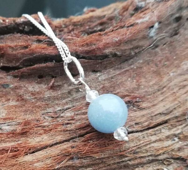 blue stone with clear stones on sterling silver chain