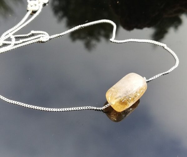 citrine drum stone on sterling silver chain