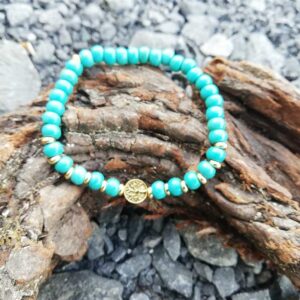 blue stones bracelet with tree of life bead