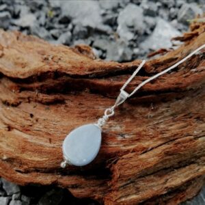 blue drop stone on sterling silver chain
